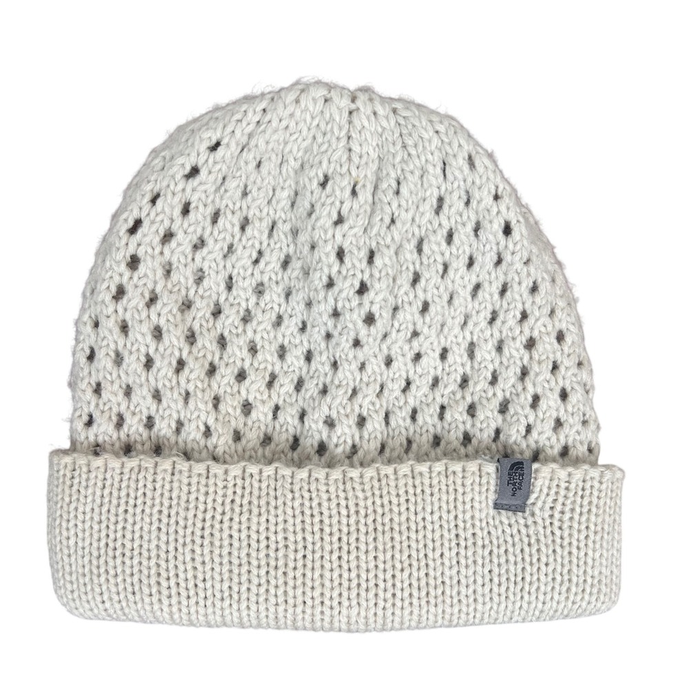 The North Face Womens Knit Beanie Oatmeal Beige Slouchy Winter Hat AVQN TB49